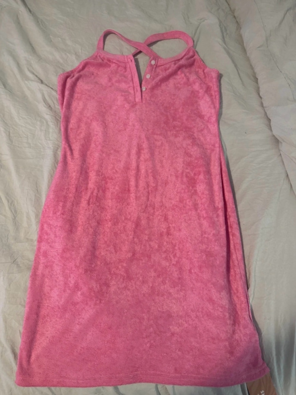 SHEIN Pink Terry Tie-Back Swim Coverup Dress